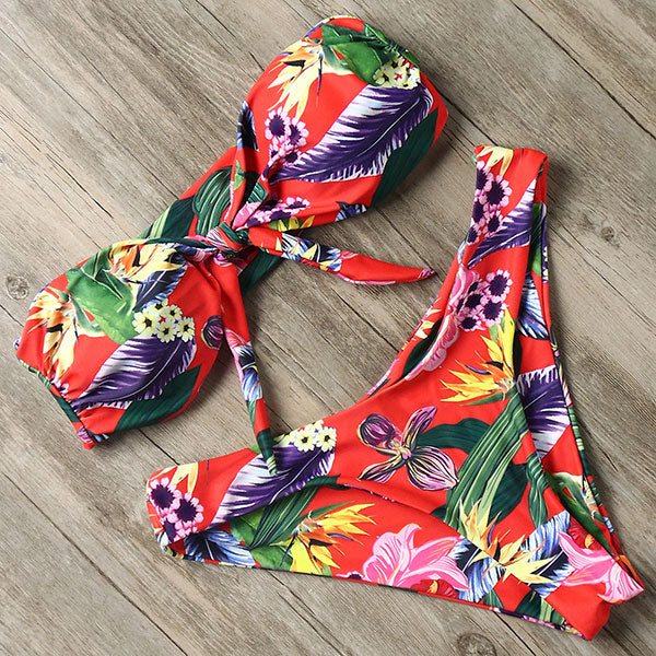 Solid Bandeau Bikini Set 2019 Sexy Swimsuit Women Bikini Brazilian Thong Swimwear Female Halter top Bathing Suit Swimming Wear