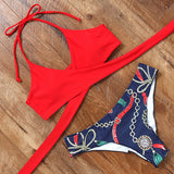 leopard swimsuit snake print bikini 2019 sexy cross bandage bathing suit women push up separate bikini set halter top swimwear