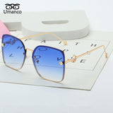 Umanco 2019 New Luxury Oversized Square Sunglasses For Women Men Metal Frame Resin Lens Fashion Designer Brand Beach Travel Gift