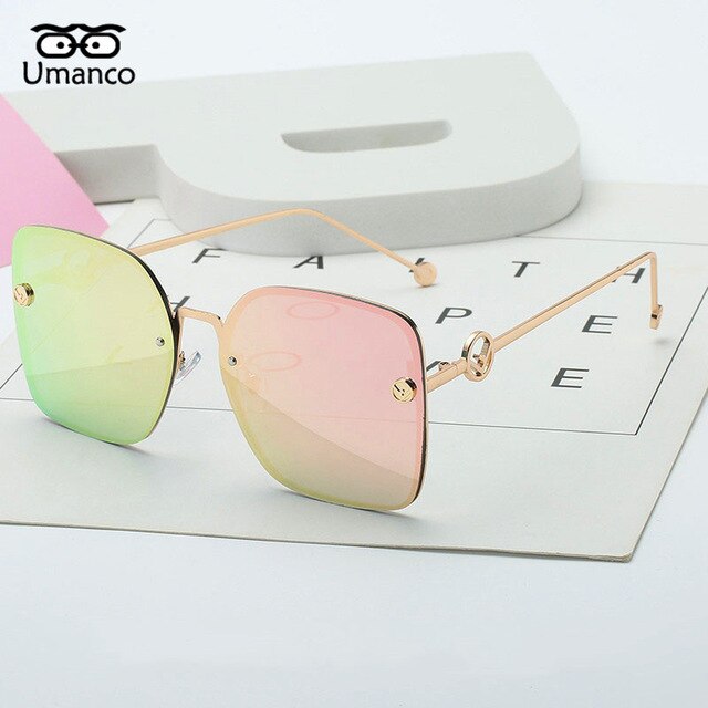 Umanco 2019 New Luxury Oversized Square Sunglasses For Women Men Metal Frame Resin Lens Fashion Designer Brand Beach Travel Gift