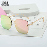 Umanco 2019 New Luxury Oversized Square Sunglasses For Women Men Metal Frame Resin Lens Fashion Designer Brand Beach Travel Gift