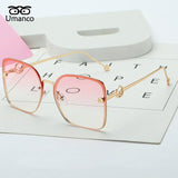 Umanco 2019 New Luxury Oversized Square Sunglasses For Women Men Metal Frame Resin Lens Fashion Designer Brand Beach Travel Gift