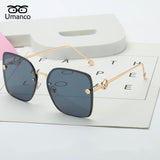 Umanco 2019 New Luxury Oversized Square Sunglasses For Women Men Metal Frame Resin Lens Fashion Designer Brand Beach Travel Gift