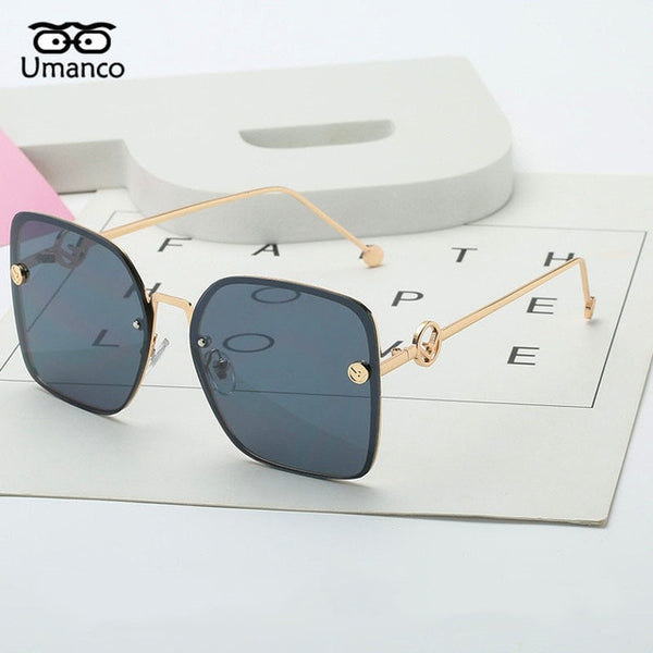 Umanco 2019 New Luxury Oversized Square Sunglasses For Women Men Metal Frame Resin Lens Fashion Designer Brand Beach Travel Gift
