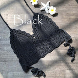 Tank Top Women Summer White Gothic Cropped Tops Sexy Cami  Backless Festival Crochet Knitting Halter Beach Bikini Bra Crop Top