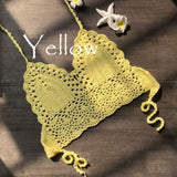 Tank Top Women Summer White Gothic Cropped Tops Sexy Cami  Backless Festival Crochet Knitting Halter Beach Bikini Bra Crop Top