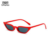 Umanco 2019 New Small Cat Eye Sunglasses For Women Men Plastic Frame PC Lens Retro Fashion Designer Brand Trendy Beach Gifts