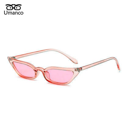 Umanco 2019 New Small Cat Eye Sunglasses For Women Men Plastic Frame PC Lens Retro Fashion Designer Brand Trendy Beach Gifts