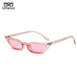 Umanco 2019 New Small Cat Eye Sunglasses For Women Men Plastic Frame PC Lens Retro Fashion Designer Brand Trendy Beach Gifts