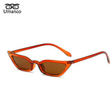 Umanco 2019 New Small Cat Eye Sunglasses For Women Men Plastic Frame PC Lens Retro Fashion Designer Brand Trendy Beach Gifts