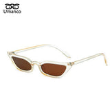 Umanco 2019 New Small Cat Eye Sunglasses For Women Men Plastic Frame PC Lens Retro Fashion Designer Brand Trendy Beach Gifts