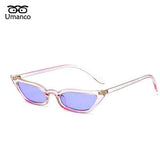 Umanco 2019 New Small Cat Eye Sunglasses For Women Men Plastic Frame PC Lens Retro Fashion Designer Brand Trendy Beach Gifts