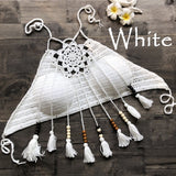 2019 Tassel Crochet Knitted Halter Slim Bikini Tops Swimsuit Tops Bohemia Swimwear Sexy Handmade Crochet Bikini Cotton Cover Top