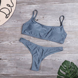 Lefeel Solid Bikini Set Women Sexy Brazilian Swimsuit Bikinis Summer Tube Top Swimwear Low Waist Bathing Suit Female Biquini