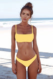 Lefeel Solid Bikini Set Women Sexy Brazilian Swimsuit Bikinis Summer Tube Top Swimwear Low Waist Bathing Suit Female Biquini