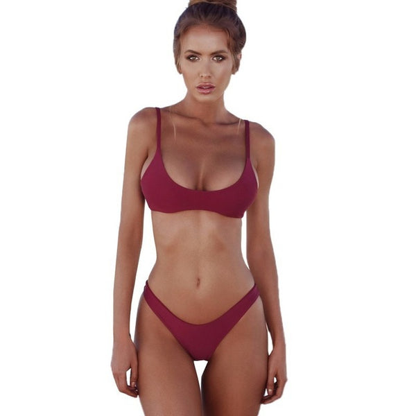 Lefeel Solid Bikini Set Women Sexy Brazilian Swimsuit Bikinis Summer Tube Top Swimwear Low Waist Bathing Suit Female Biquini