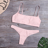 Lefeel Solid Bikini Set Women Sexy Brazilian Swimsuit Bikinis Summer Tube Top Swimwear Low Waist Bathing Suit Female Biquini