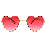 Women Stylish Heart Shaped Rimless Sunglasses Thin Metal Frame UV Protection Sun Glasses for for Beach Vacation Festival Fishing