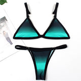 Sexy Stripe Print Swimsuit Women Solid Tube Top Bathing Suit High Cut Bikini Set Backless Beachwear Summer Brazilian Swimwear