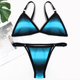 Sexy Stripe Print Swimsuit Women Solid Tube Top Bathing Suit High Cut Bikini Set Backless Beachwear Summer Brazilian Swimwear