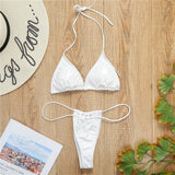 2020 Sexy Halter Top Micro Bikini Summer Swimsuit Women Swimwear Black White Bathing Suit Mini Thong Bikinis Set Maillot De Bain