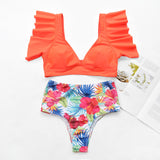 Ruffle Bandage Bikini Set Women Sexy High Cut Bathing Suit Swimsuit New Low Waist Halter Top Swimwear Summer Beachwear Biquini