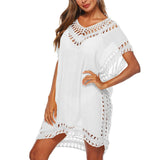 SFIT Summer Bikini Cover Up Casual Kimono Sleeve Beach Top V-neck Floral Lace Hollow Beachwear Beach tunic