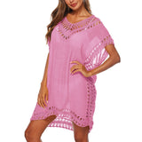 SFIT Summer Bikini Cover Up Casual Kimono Sleeve Beach Top V-neck Floral Lace Hollow Beachwear Beach tunic
