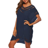 SFIT Summer Bikini Cover Up Casual Kimono Sleeve Beach Top V-neck Floral Lace Hollow Beachwear Beach tunic