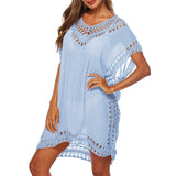 SFIT Summer Bikini Cover Up Casual Kimono Sleeve Beach Top V-neck Floral Lace Hollow Beachwear Beach tunic