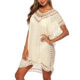SFIT Summer Bikini Cover Up Casual Kimono Sleeve Beach Top V-neck Floral Lace Hollow Beachwear Beach tunic