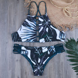 Melphieer High Neck Tank Crop Top Bikini Crochet Bikinis Set Swimwear Women Swimsuit Female Beachwear 2019 Monokini Bathing Suit