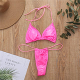 2020 Sexy Halter Top Micro Bikini Summer Swimsuit Women Swimwear Black White Bathing Suit Mini Thong Bikinis Set Maillot De Bain