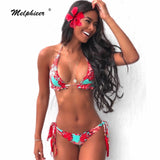 Melphieer High Neck Tank Crop Top Bikini Crochet Bikinis Set Swimwear Women Swimsuit Female Beachwear 2019 Monokini Bathing Suit