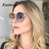 Retro Metal Round Frameless Floral Sunglasses Female Frame Sun glasses Beach Sunshade Travel Sunglasses uv400