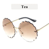 Retro Metal Round Frameless Floral Sunglasses Female Frame Sun glasses Beach Sunshade Travel Sunglasses uv400