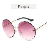 Retro Metal Round Frameless Floral Sunglasses Female Frame Sun glasses Beach Sunshade Travel Sunglasses uv400