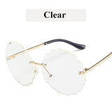 Retro Metal Round Frameless Floral Sunglasses Female Frame Sun glasses Beach Sunshade Travel Sunglasses uv400