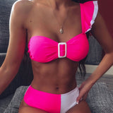 2019 New top sexy solid swimwear push up bikini bandage sport suit high cut bathing suit bandeau swimsuit women bikini set 2507