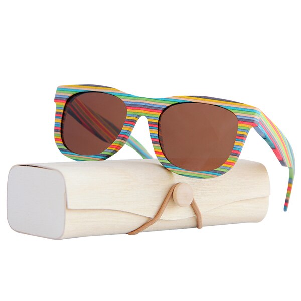 Handmade Colored wooden frame sunglasses Polarized for Driving sun glasses for women men Wooden Case Beach Anti-UV eyeglasses