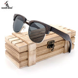 BOBO BIRD Half-Frame Cat Eye Sunglasses Women Men wooden Glasses Summer Style beach Eyewear in  gifts Wood box Customize