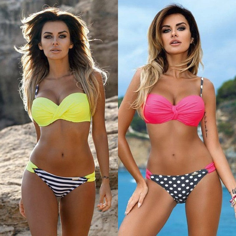 YICN Sexy Bikinis Women Swimsuit 2018 Summer Low Waisted Bathing Suits Halter Top Push Up Bikini Set Plus Size Swimwear XXXL