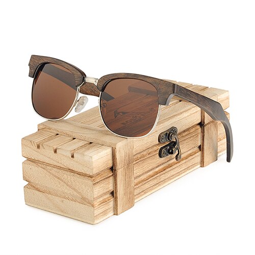 BOBO BIRD Wooden Sunglasses Women Men Half-Frame Wooden Glasses Summer Style beach Eyewear in gifts Wood box Customize