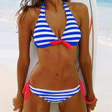 NAKIAEOI 2019 Sexy Bikinis Women Swimsuit Swimwear Halter Top Plaid Brazillian Bikini Set Bathing Suit Summer Beach Wear Biquini