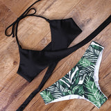 leopard swimsuit snake print bikini 2019 sexy cross bandage bathing suit women push up separate bikini set halter top swimwear