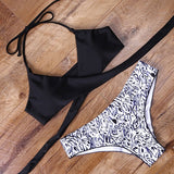 leopard swimsuit snake print bikini 2019 sexy cross bandage bathing suit women push up separate bikini set halter top swimwear