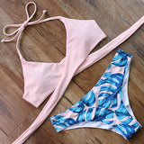 leopard swimsuit snake print bikini 2019 sexy cross bandage bathing suit women push up separate bikini set halter top swimwear