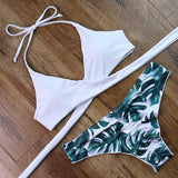 leopard swimsuit snake print bikini 2019 sexy cross bandage bathing suit women push up separate bikini set halter top swimwear