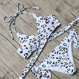 leopard swimsuit snake print bikini 2019 sexy cross bandage bathing suit women push up separate bikini set halter top swimwear