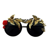 2019 new Retro Vintage rose flower Sunglasses Baroque Sunglasses Luxury Sun Beach Metal Alloy Butterfly Flower Sunglasses